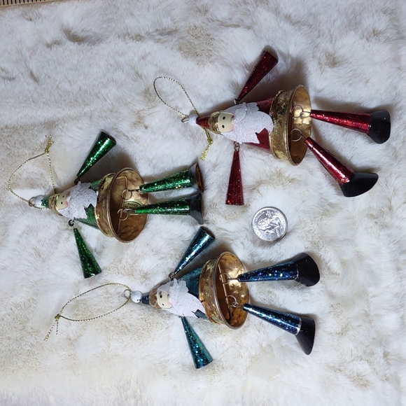 3pc. Santa Dangling Metal Ornaments - Picture 1 of 7